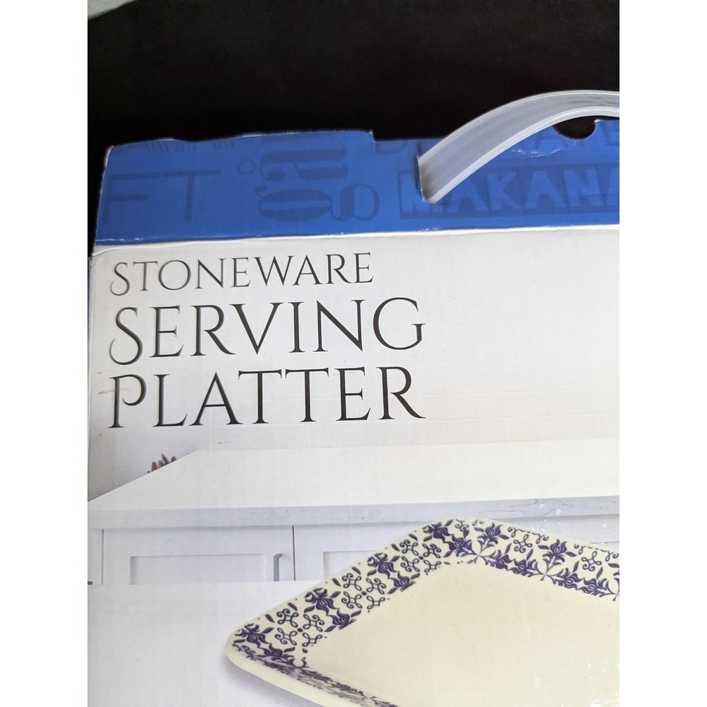Le Regalo Stoneware Serving Platter Blue white oven microwave freezer safe NEW - Picture 3 of 8
